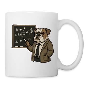 Bulldog Mathematiklehrer bei Chalkboard Classroom Art - Tasse - Weiß - Rechts