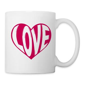 Herz Love im Neon-Stil, Valentinstag, Liebe - Tasse - Weiß - Rechts