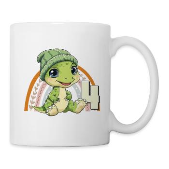 4e anniversaire Dinosaure Arc-en-ciel mignon mignon - Mug blanc - blanc - Droite