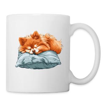 Spitz endormi sur un oreiller - Mug blanc - blanc - Droite