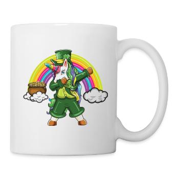 Leprechaun Dabbing Unicorn Rainbow Lucky Design - Mug - white - Right