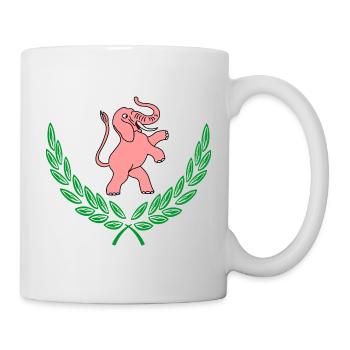 Pink elephant in laurel wreath - Mug - white - Right