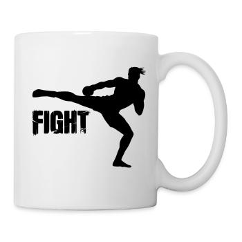 Kickboxer Silhouette mit Text Fight - Tasse - Weiß - Rechts