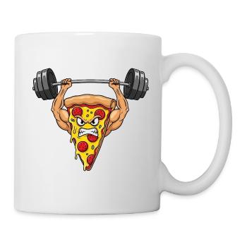 Pizza Salami Fitness Hantel Gewichte Training Stär - Tasse - Weiß - Rechts