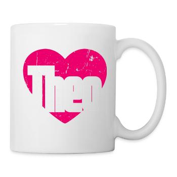 I Love Theo Pinkes Herz Ich liebe Theo - Tasse - Weiß - Rechts