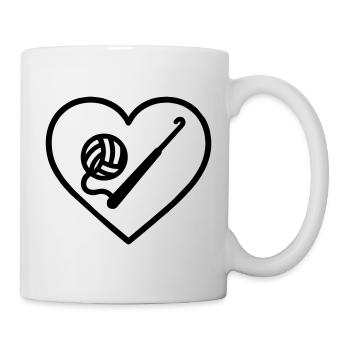 Cœur au crochet – Passion faite main - Mug blanc - blanc - Droite