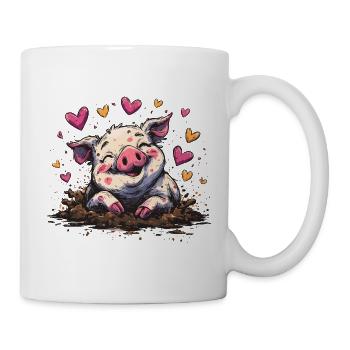 Heartfelt piggy in the dirt - Mug - white - Right