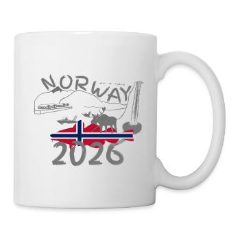 Norvège 2026 Morue avec montagnes et pêche à l’orignal - Mug blanc - blanc - Droite