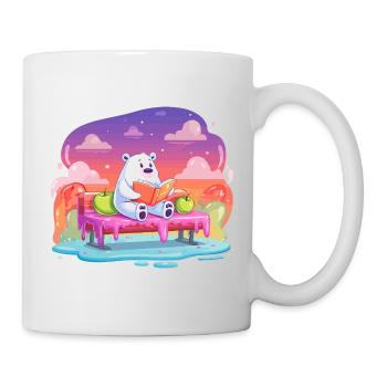 Reading polar bear in a color dream - Mug - white - Right
