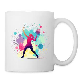 Tennis, Tennisspielerin Frau, Tennisgrafik - Tasse - Weiß - Rechts