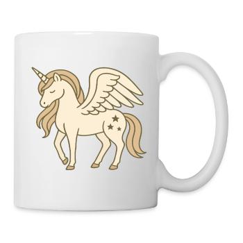 Niedliches geflügeltes Einhorn mit Sternen und Pastellmähne - Tasse - Weiß - Rechts