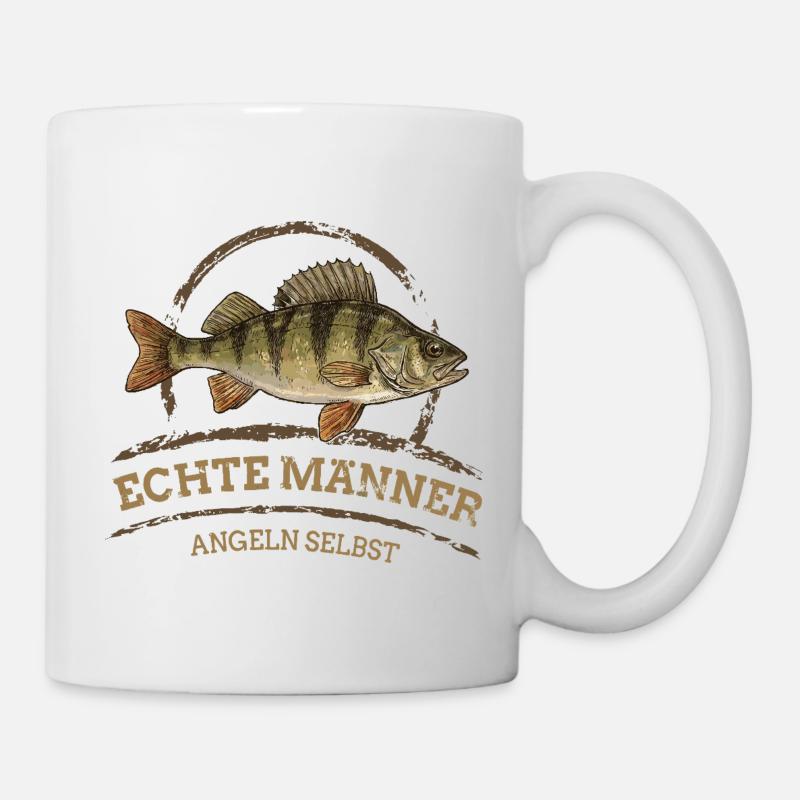Echte Männer – Angeln Selbst -Barsch - Tasse - Weiß