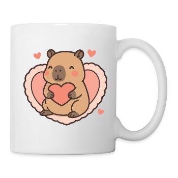 Capybara in a heart frame – Sweet Valentine's motif - Mug - white - Right