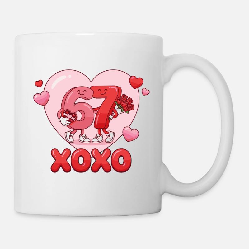 6 7 Sechs Sieben Meme Valentinstag Liebesgeschenk - Tasse - Weiß