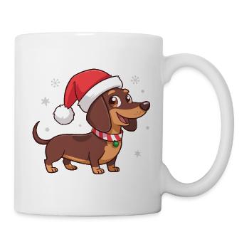 Dackelhund Weihnachts-Weihnachtsmütze - Tasse - Weiß - Rechts