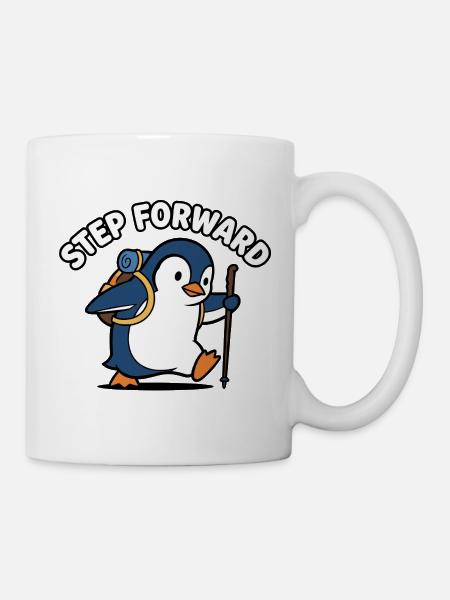 Vorwärts Schritt-Pinguin - Tasse - Weiß