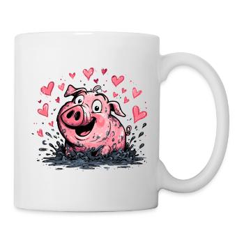 Liebesherz Schweinchen Splash - Tasse - Weiß - Rechts