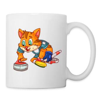Chat joueur de curling - Mug blanc - blanc - Droite