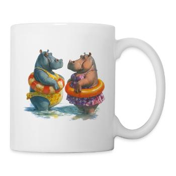 Hippo-Poolfreunde im Sommer - Tasse - Weiß - Rechts