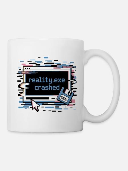 Reality.exe Crashed Retro Pixel Design - Tasse - Weiß
