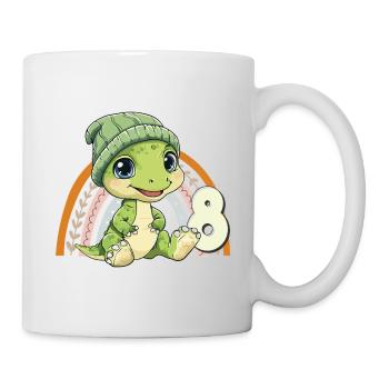 8e anniversaire Dinosaure Arc-en-ciel mignon mignon - Mug blanc - blanc - Droite