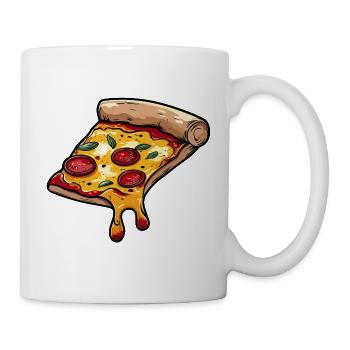 Cartoon Pizza-Scheibe mit Käse - Tasse - Weiß - Rechts