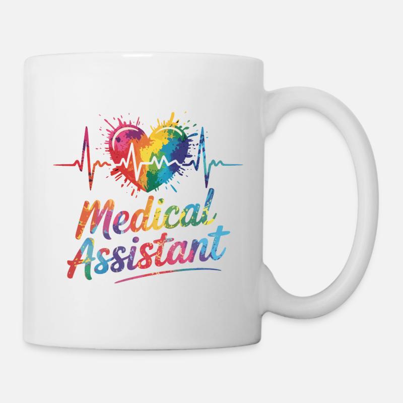Regenbogen Medizinalassistent Herz - Tasse - Weiß