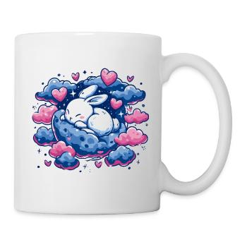Lapin de rêve lunaire sur le cœur des nuages - Mug blanc - blanc - Droite