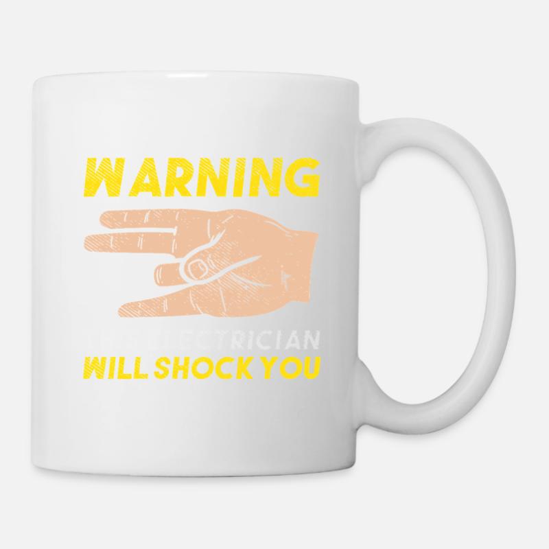 Attention : cet électricien va vous électrocuter une œuvre d’art offerte - Mug blanc - blanc
