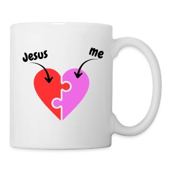 Jesus & me - Heart - Puzzle - christlich - Tasse - Weiß - Rechts