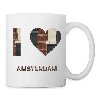 T-shirt emblème cœur en brique d’Amsterdam - Mug blanc - blanc - Droite