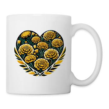 Golden Floral Heart on Black - Mug - white - Right