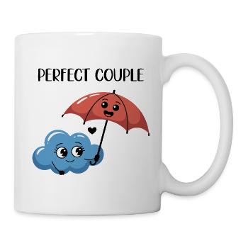 Cute Cloud And Umbrella Friendship Illustration - Tasse - Weiß - Rechts