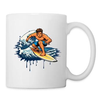 Dynamische Graffiti Illustration  eines Surfers - Tasse - Weiß - Rechts