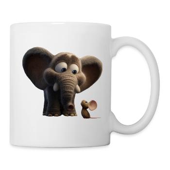Niedlicher_Elefant_und_suesser_Maus_Freunde_Com - Tasse - Weiß - Rechts