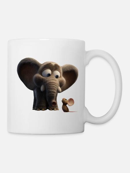 Niedlicher_Elefant_und_suesser_Maus_Freunde_Com - Tasse - Weiß