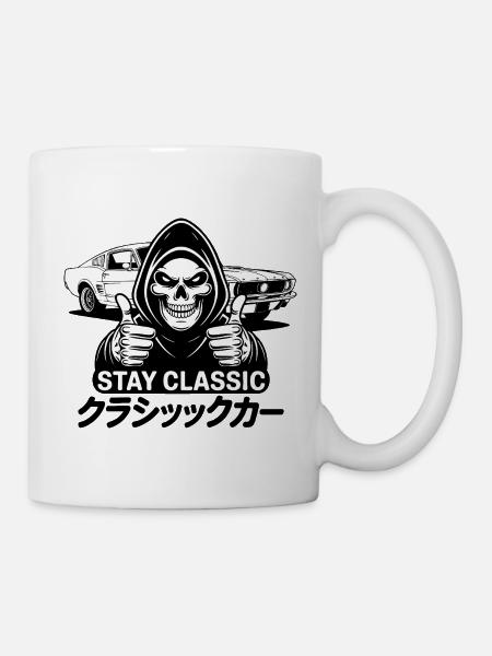 Stay Classic – Skull Art with Japanese Classic Car - Mug - white
