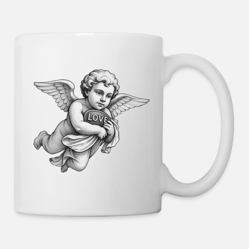 CUPID CHERUB - black & white - Mug - white