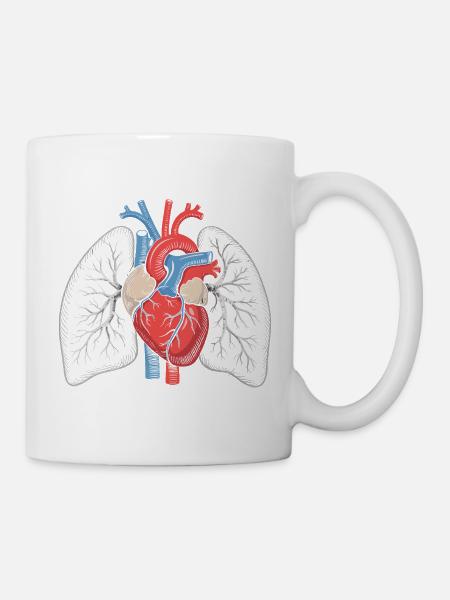 Herz-Lungen Anatomie Kunstdruck - Tasse - Weiß