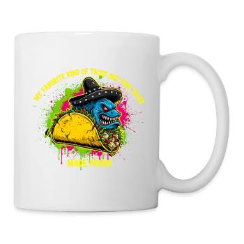 Angry Monster Fish Taco Sombrero Splatter-Kunst - Tasse - Weiß - Rechts