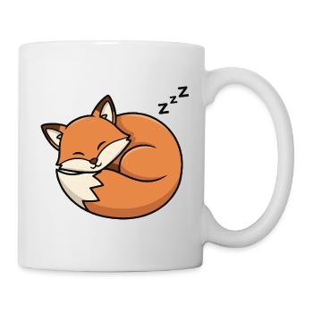 Schlafender Fuchs Cartoon - Tasse - Weiß - Rechts