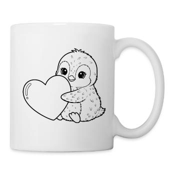 Pingouin au cœur – motif doux d’hiver plein d’amour - Mug blanc - blanc - Droite