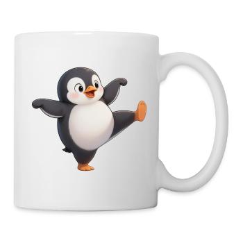 Süßer Pinguin Kung Fu Meister Cartoon Toller Tänze - Tasse - Weiß - Rechts