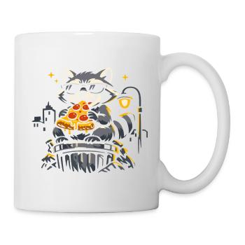 Pizza au raton laveur mignon, animaux sauvages drôles - Mug blanc - blanc - Droite