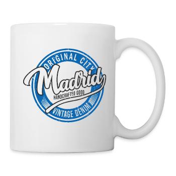 Estampe original en denim vintage de Madrid - Mug blanc - blanc - Droite