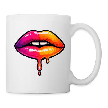 Lèvres néon dégoulinantes - Mug blanc - blanc - Droite