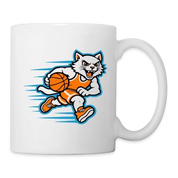 Schnelles Basketball-Katzen-Dribbel-Maskottchen - Tasse - Weiß - Rechts