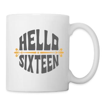 Hallo Sixteen Retro Geburtstag - Tasse - Weiß - Rechts