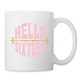 Hallo Sixteen Retro Pink Geburtstag - Tasse - Weiß - Rechts