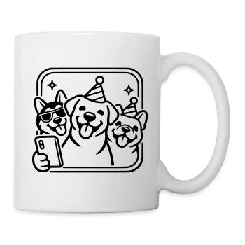 Party Dogs Selfie Dogs Line Art Minimalist - Mug - white - Right